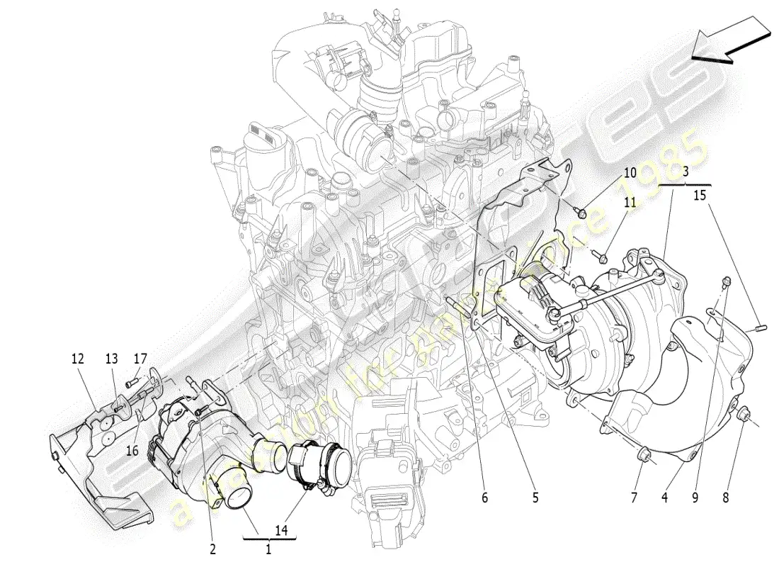 maserati ghibli (2021) turbocharging system: equipments parts diagram