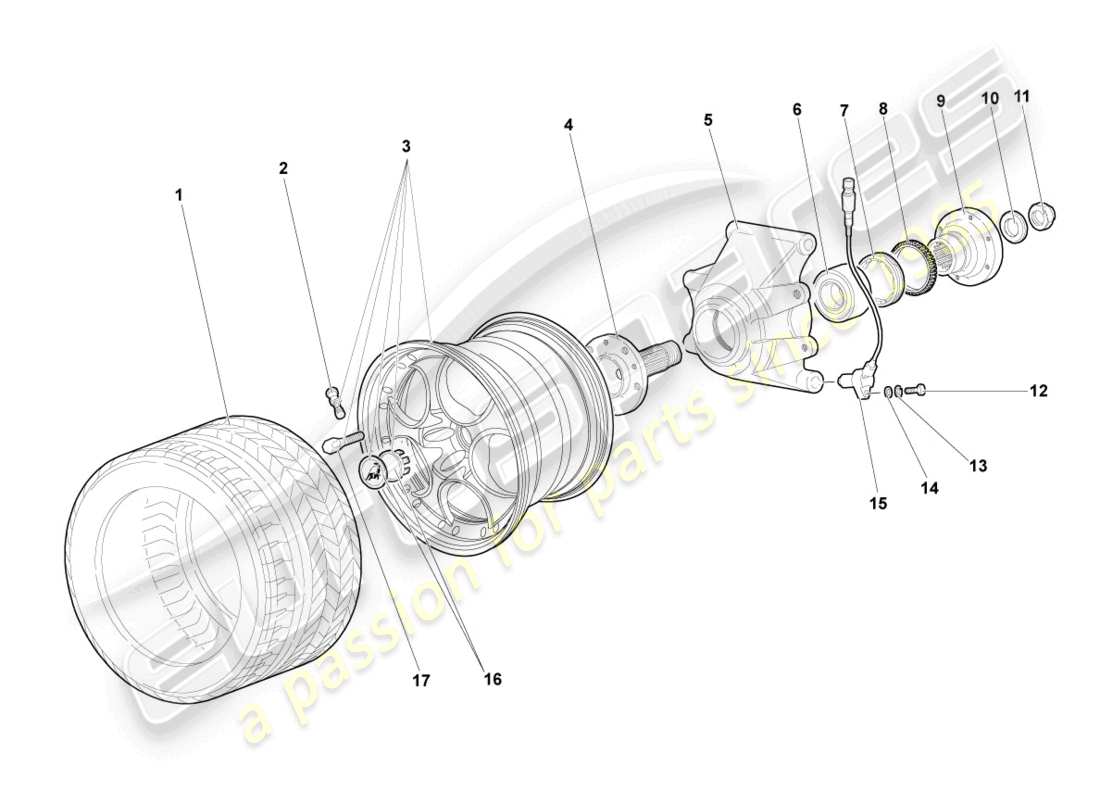 lamborghini murcielago coupe (2003) wheel bearing housing rear part diagram