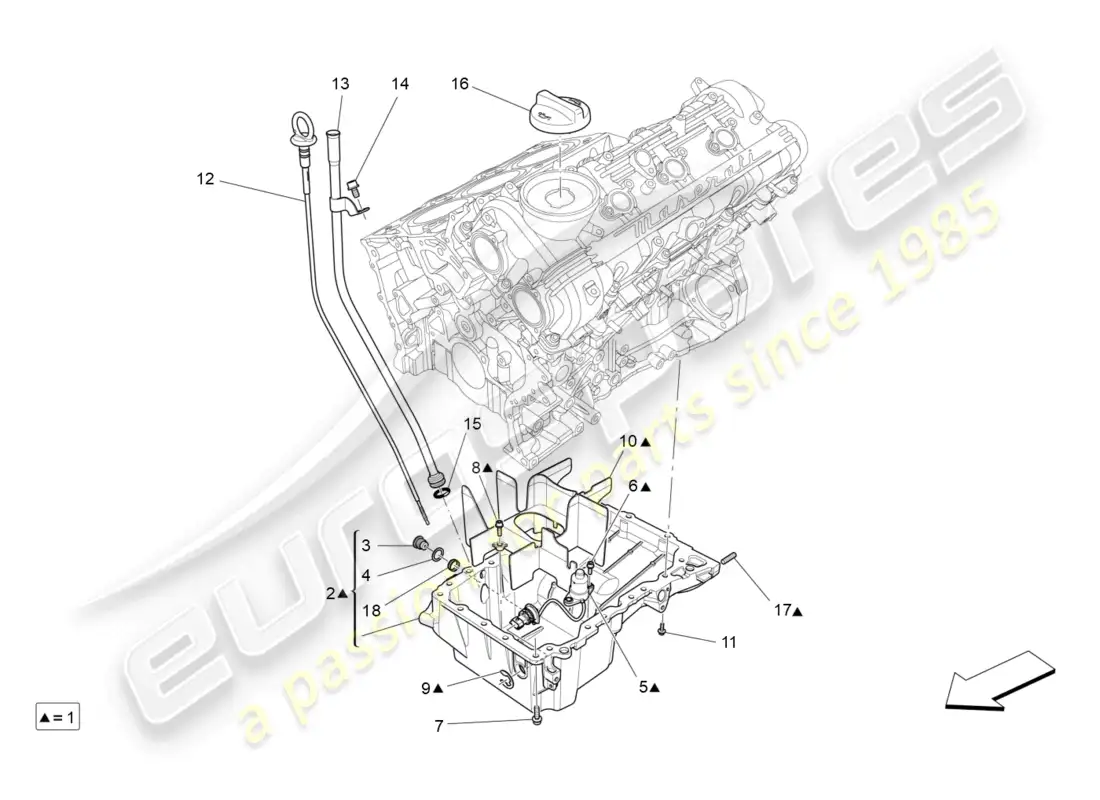 maserati ghibli (2014) lubrication system: circuit and collection parts diagram