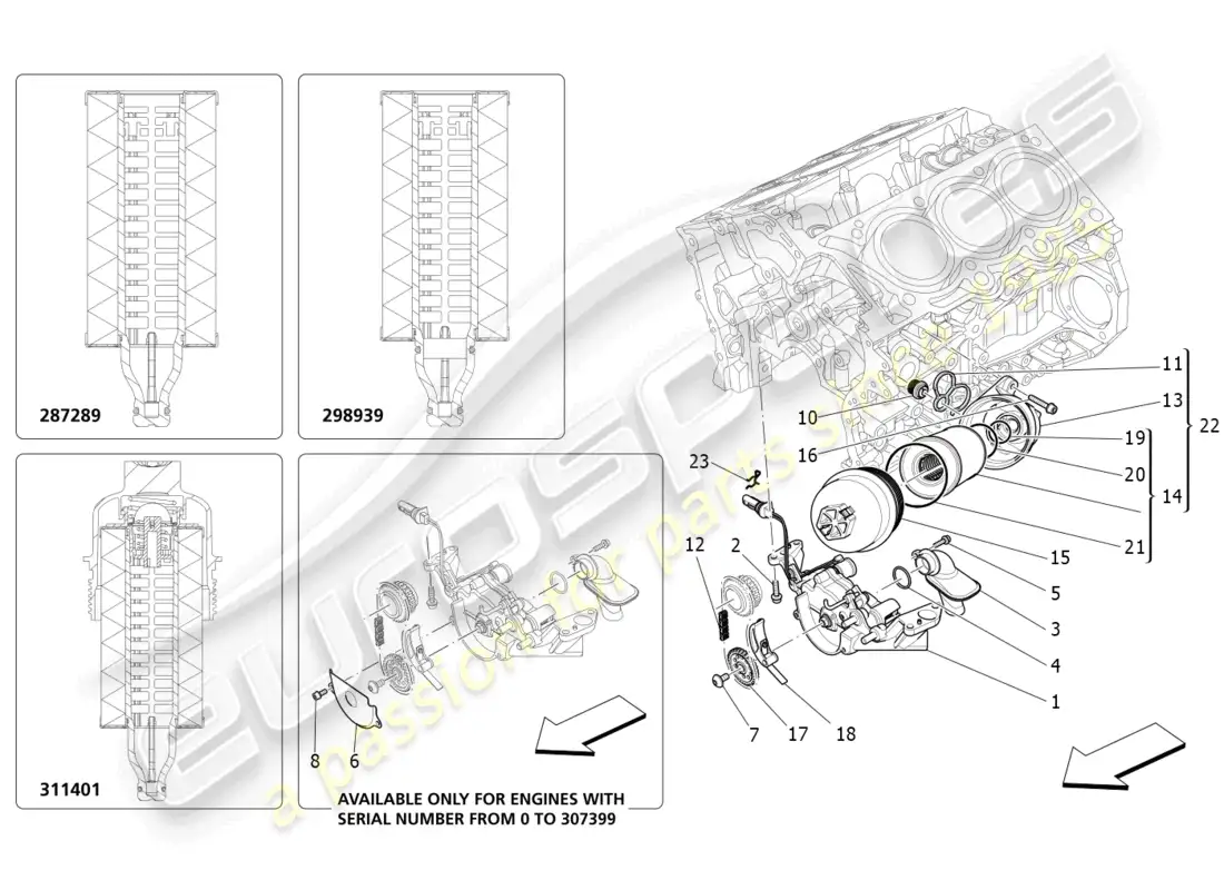 maserati ghibli (2014) lubrication system: pump and filter parts diagram