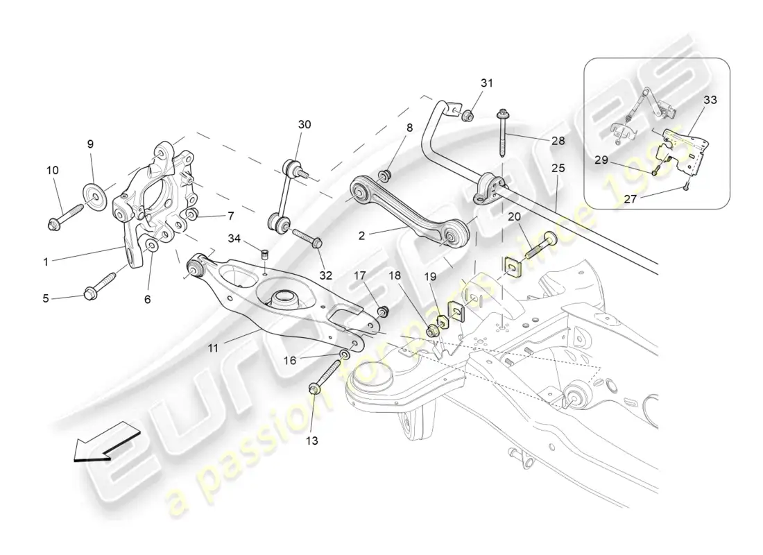 maserati ghibli (2014) rear suspension parts diagram
