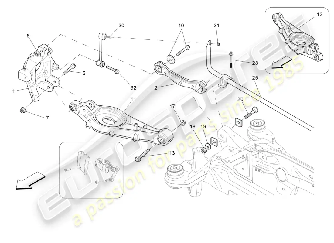 maserati levante tributo (2021) rear suspension parts diagram