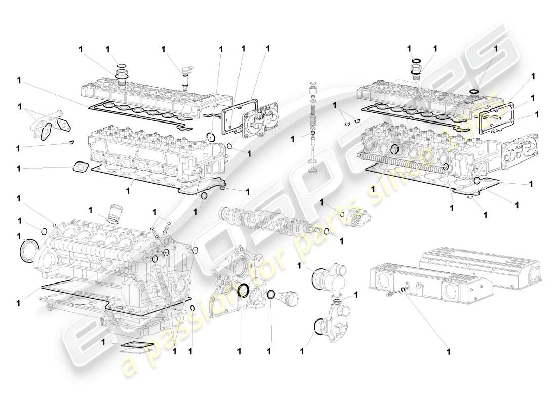 lamborghini murcielago roadster (2006) gasket set for engine part diagram