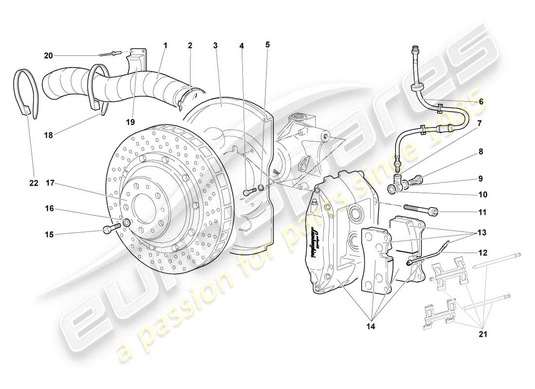 lamborghini murcielago roadster (2006) disc brake front part diagram