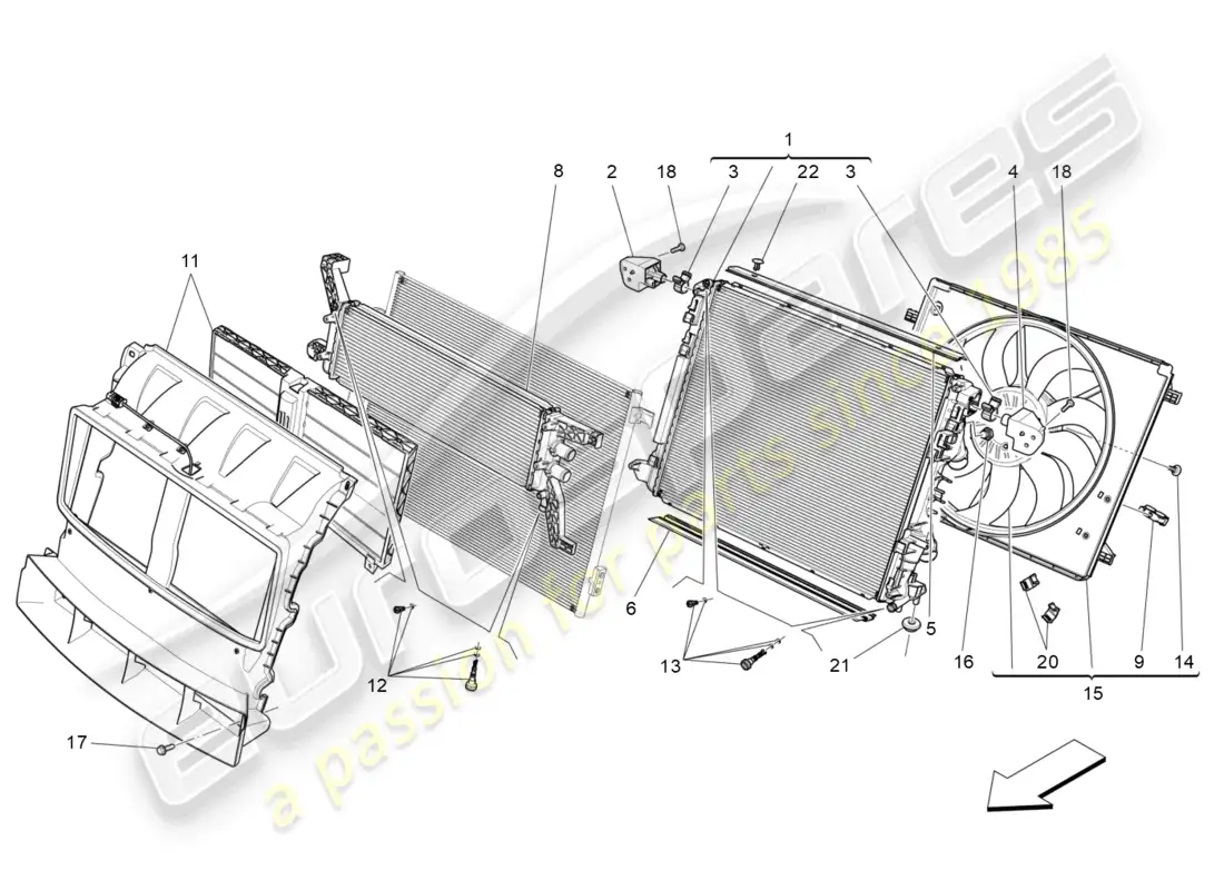 maserati levante zenga (2020) cooling: air radiators and ducts parts diagram