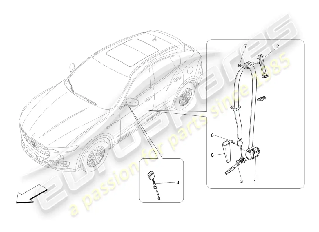 maserati levante (2018) front seatbelts parts diagram