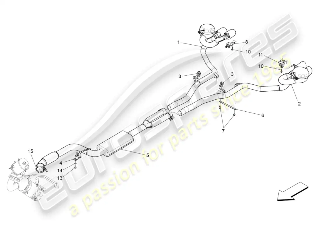 maserati ghibli (2014) silencers parts diagram