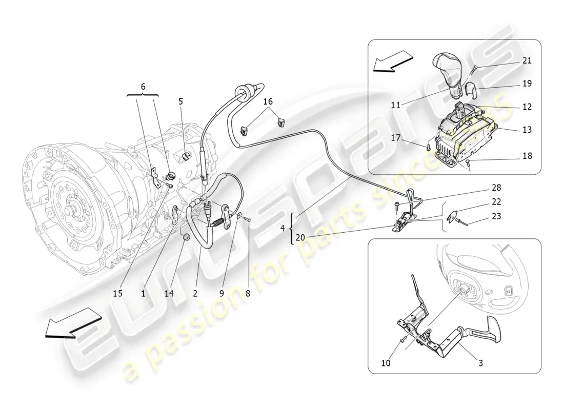 maserati ghibli (2014) driver controls for automatic gearbox parts diagram