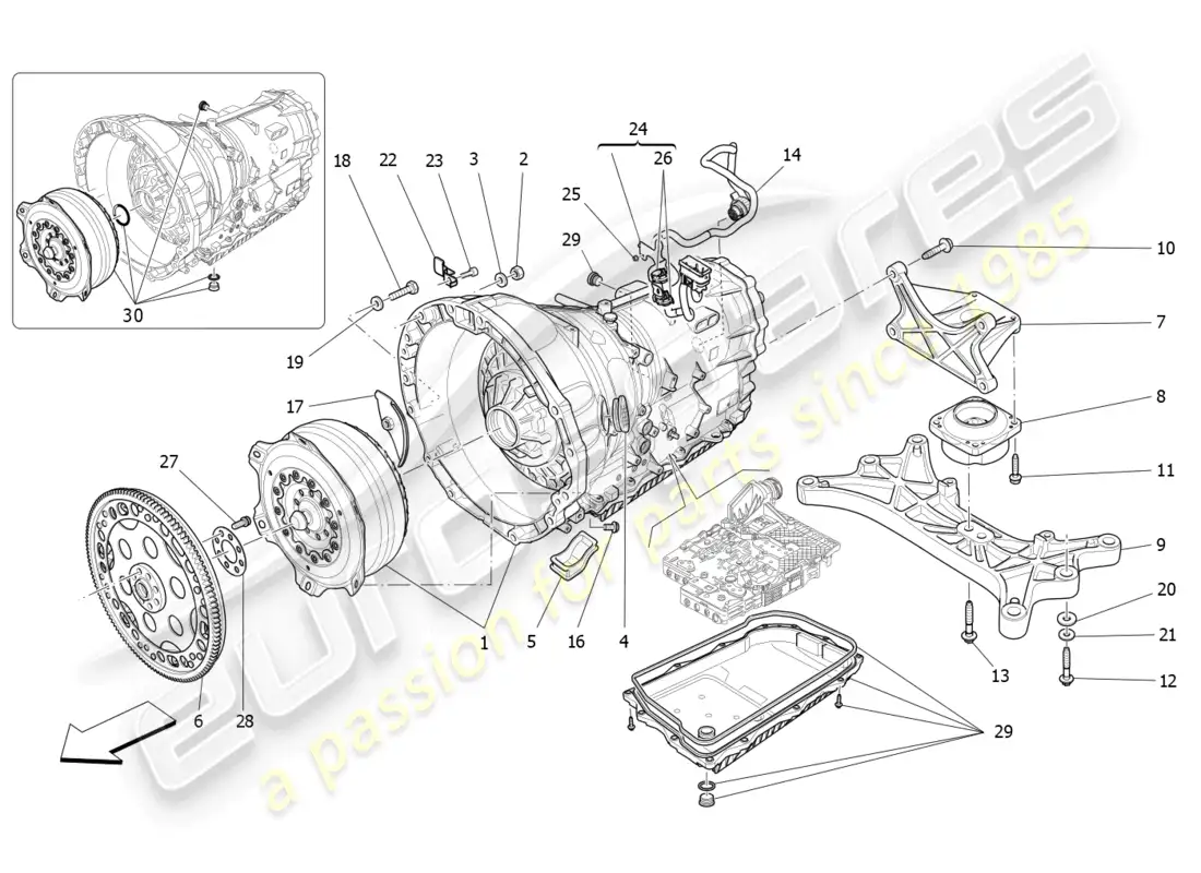 maserati ghibli (2014) gearbox housings parts diagram