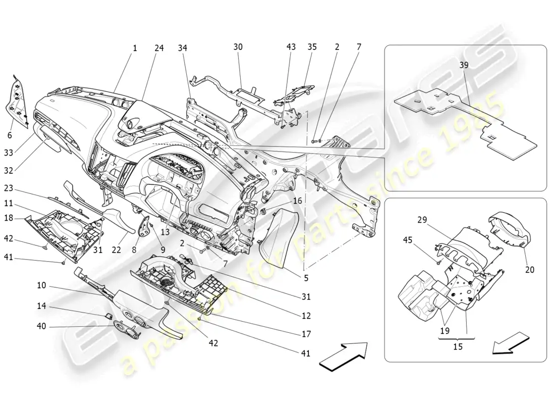 maserati levante gt (2022) dashboard unit parts diagram