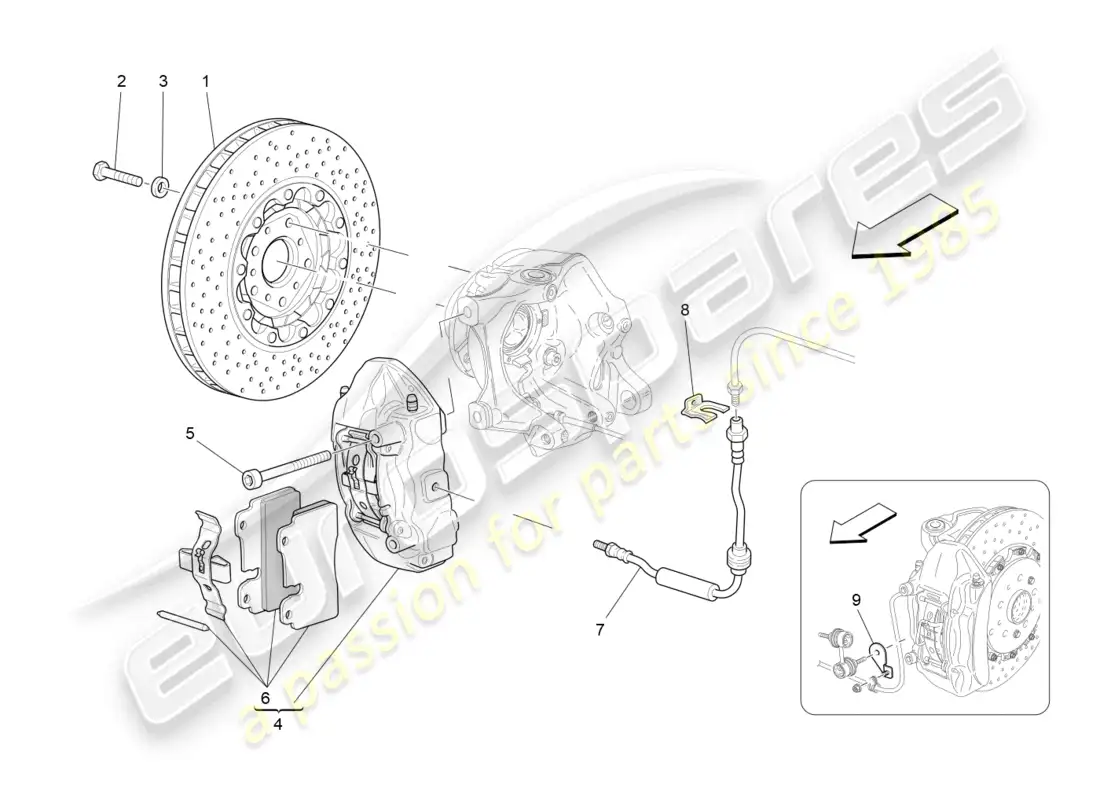 maserati granturismo mc stradale (2013) braking devices on rear wheels parts diagram