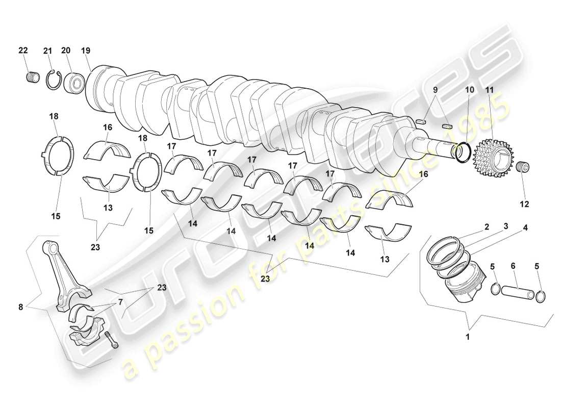 lamborghini murcielago roadster (2006) crankshaft part diagram