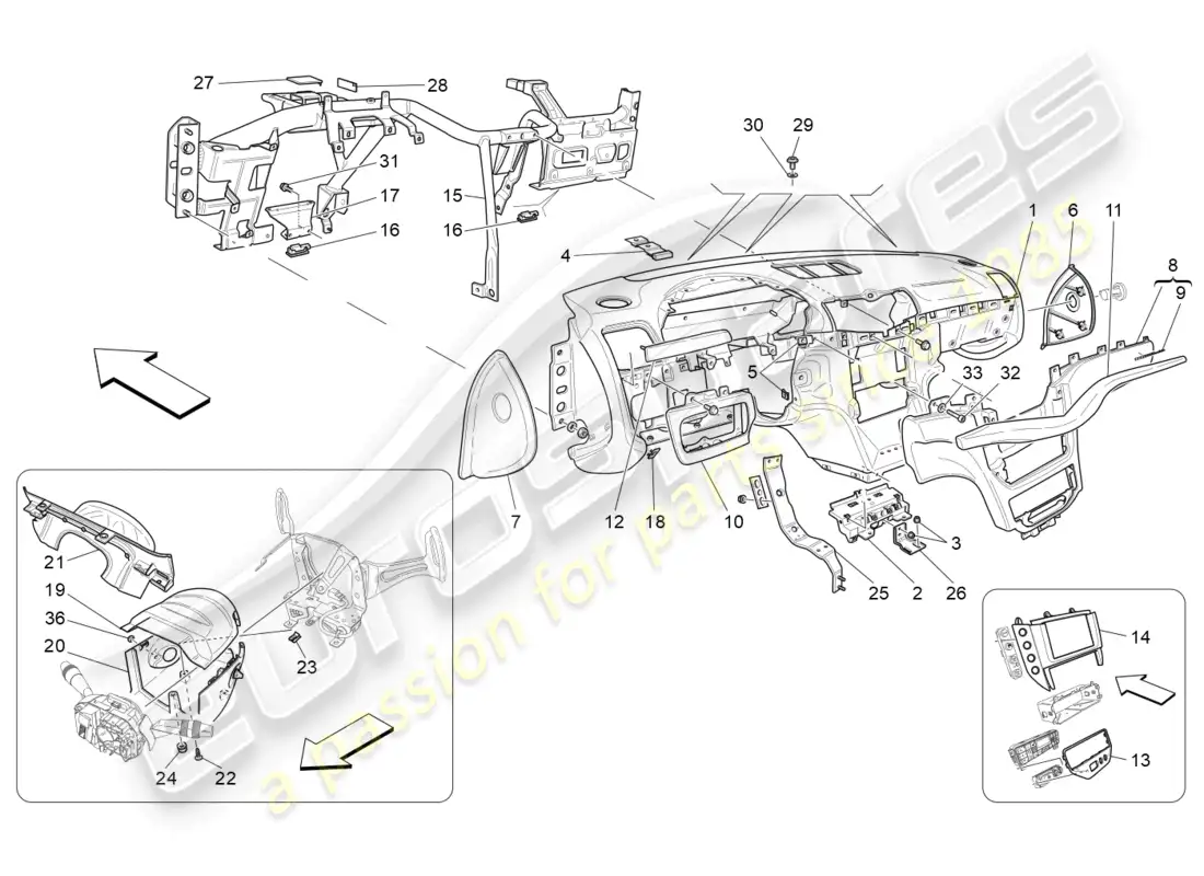 maserati granturismo mc stradale (2012) dashboard unit parts diagram