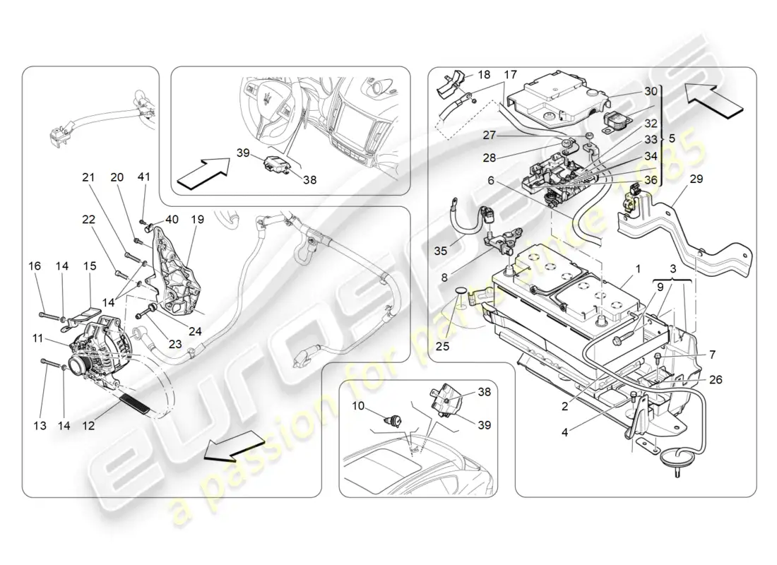 maserati levante (2018) energy generation and accumulation parts diagram