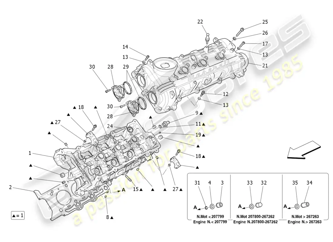 maserati ghibli (2017) lh cylinder head parts diagram
