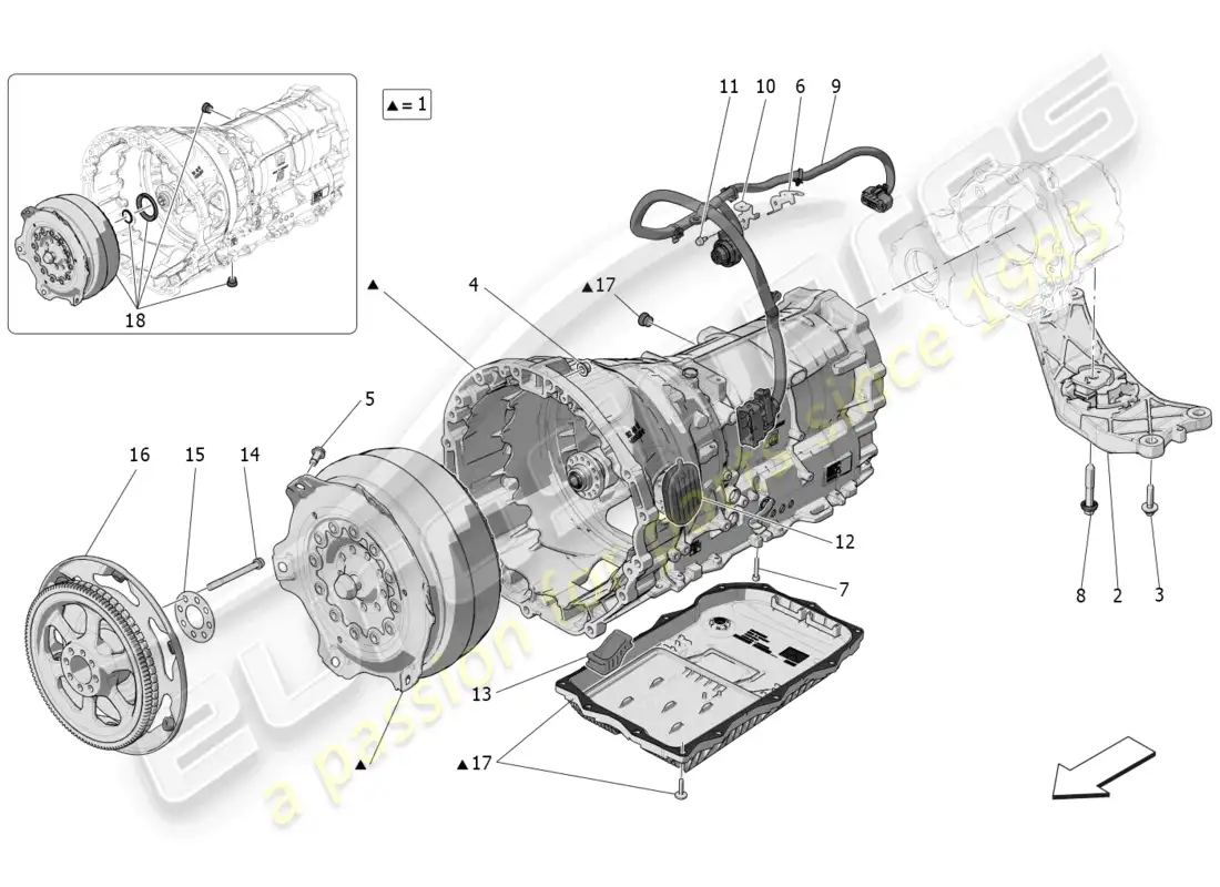 maserati grecale trofeo (2023) gearbox housings parts diagram