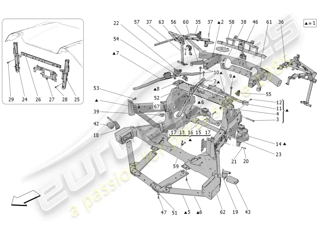 maserati mc20 cielo (2023) rear chassis parts diagram
