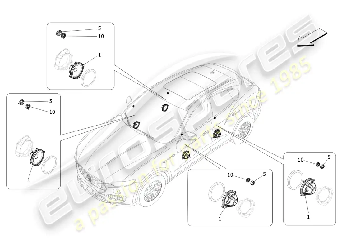 maserati levante modena s (2022) sound diffusion system parts diagram