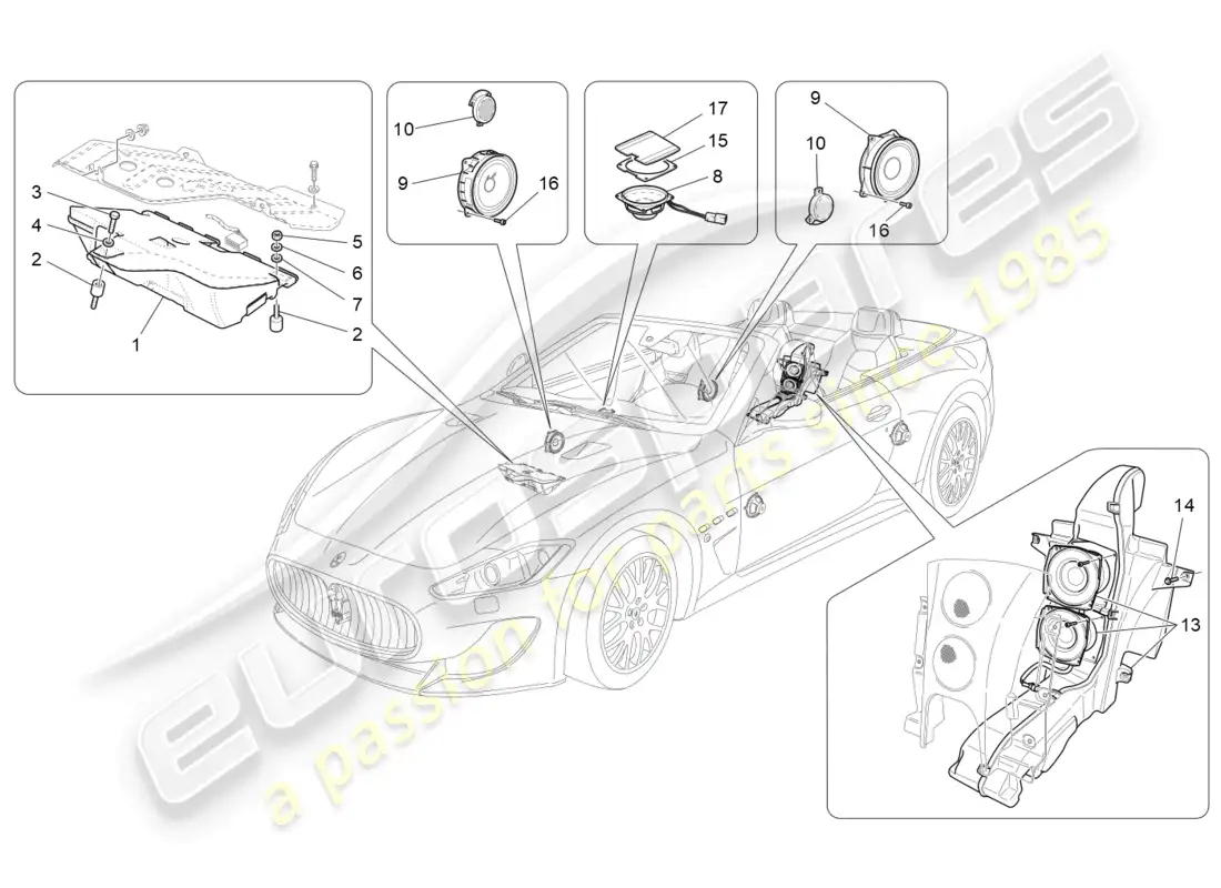 maserati grancabrio mc (2013) sound diffusion system parts diagram