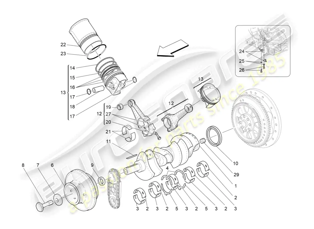 maserati grancabrio mc (2013) crank mechanism parts diagram
