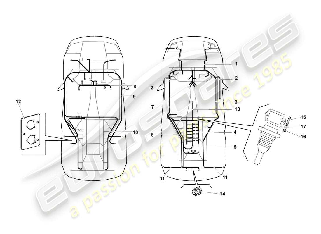 lamborghini murcielago roadster (2006) central wiring set part diagram