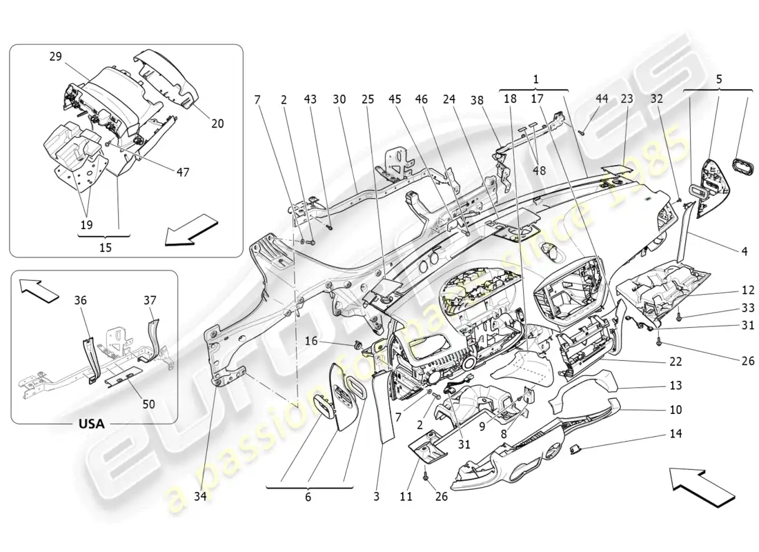 maserati ghibli (2014) dashboard unit parts diagram