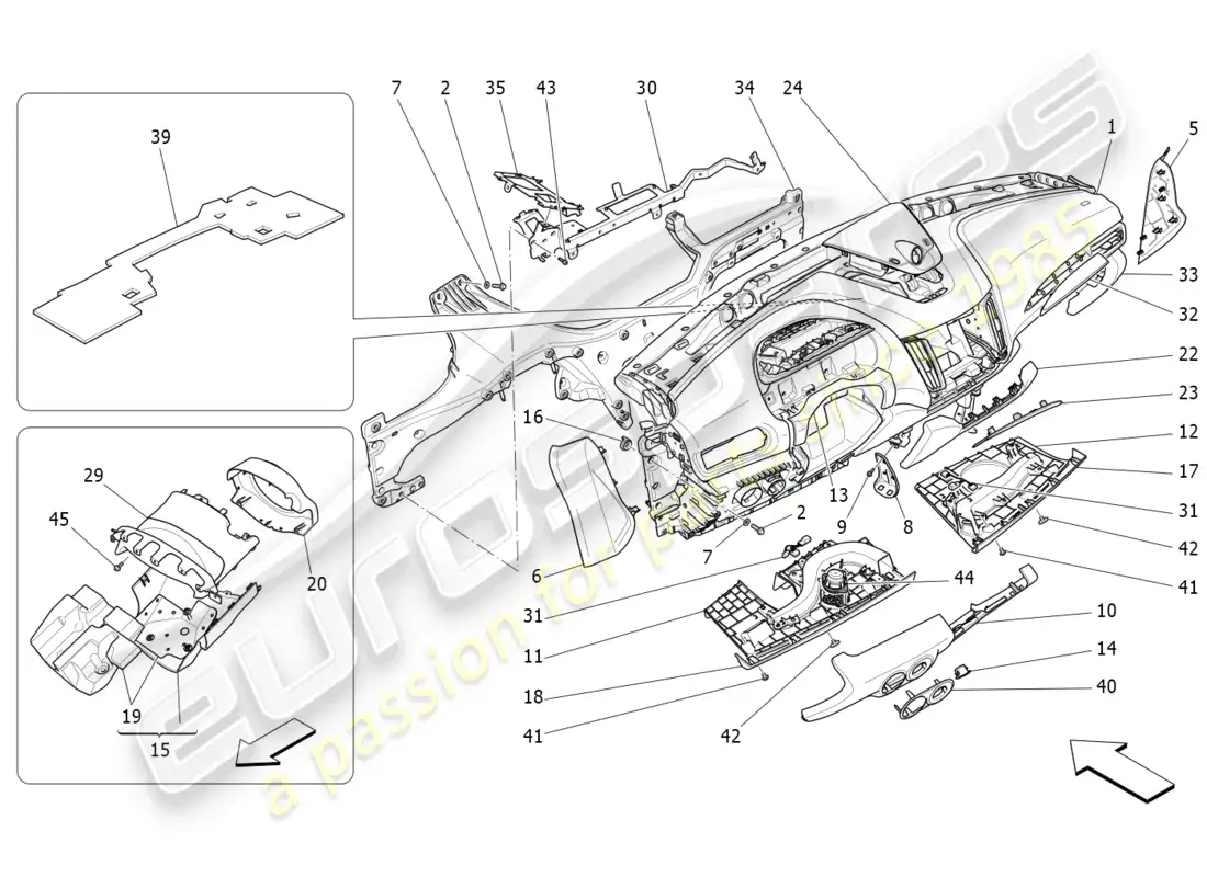 maserati levante trofeo (2020) dashboard unit parts diagram