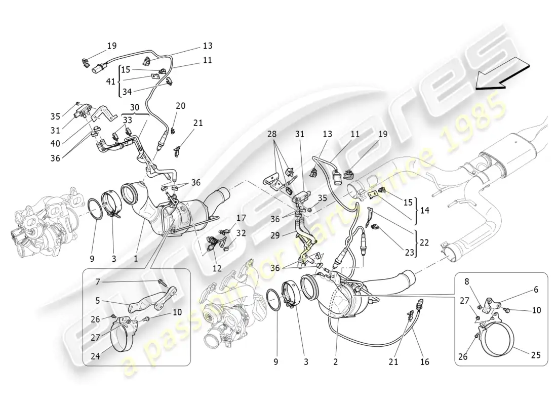 maserati levante trofeo (2020) pre-catalytic converters and catalytic converters parts diagram