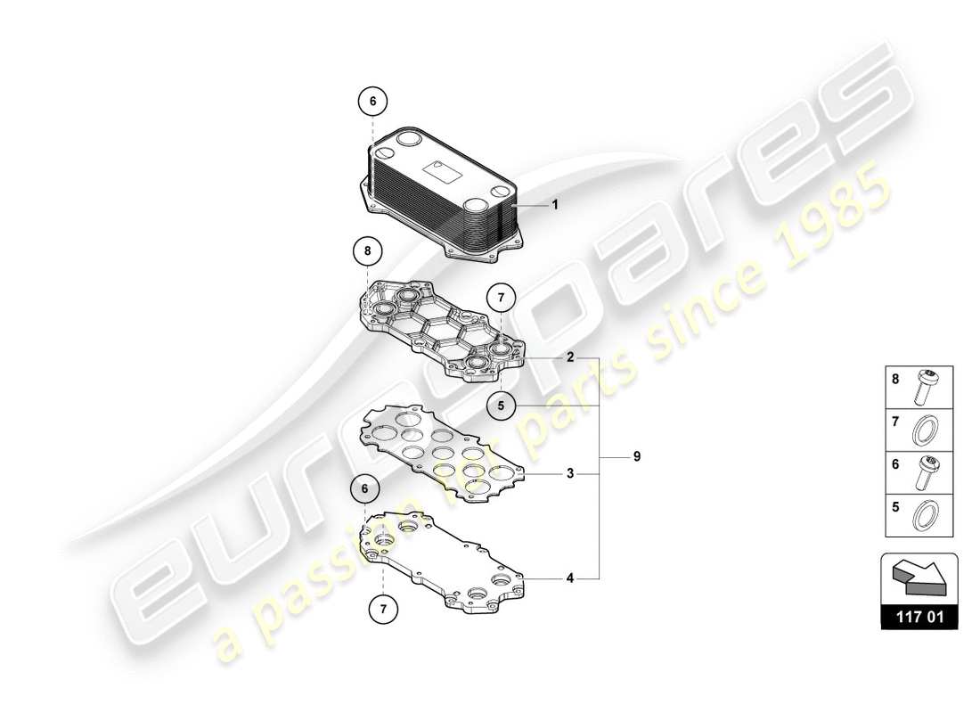 lamborghini lp580-2 spyder (2018) gear oil cooler parts diagram