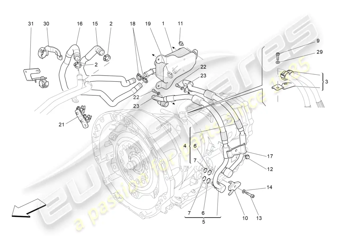 maserati levante gts (2020) lubrication and gearbox oil cooling parts diagram