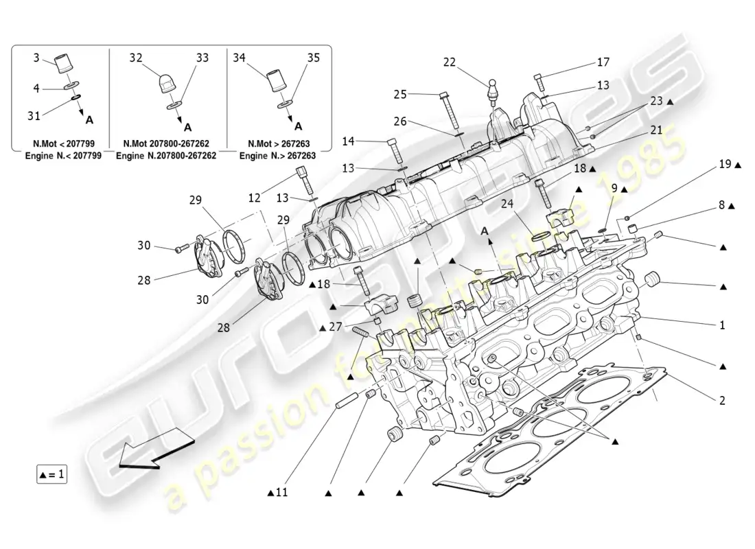 a part diagram from the maserati quattroporte m156 (2017 onwards) parts catalogue