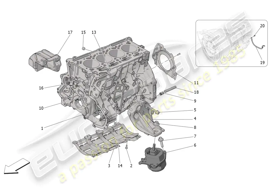 maserati grecale gt (2023) crankcase parts diagram