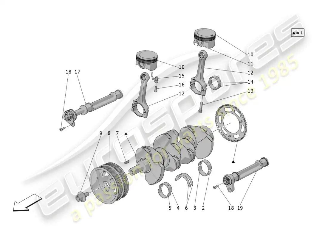 maserati grecale gt (2023) crank mechanism parts diagram