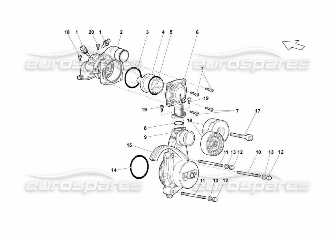 lamborghini murcielago lp670 water pump part diagram