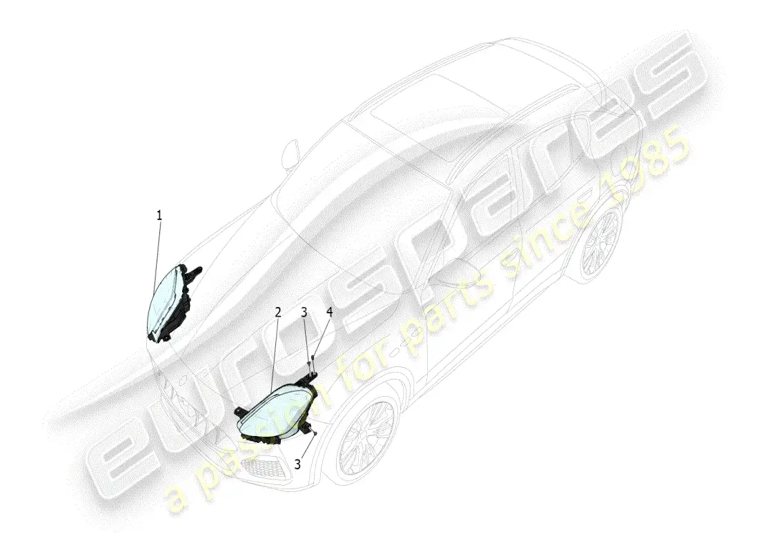 maserati grecale modena (2023) headlight clusters parts diagram