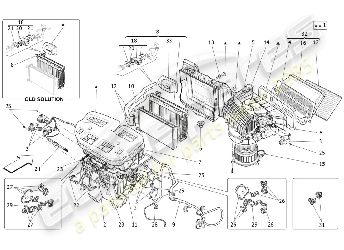 maserati levante gt (2022) a/c unit: dashboard devices parts diagram