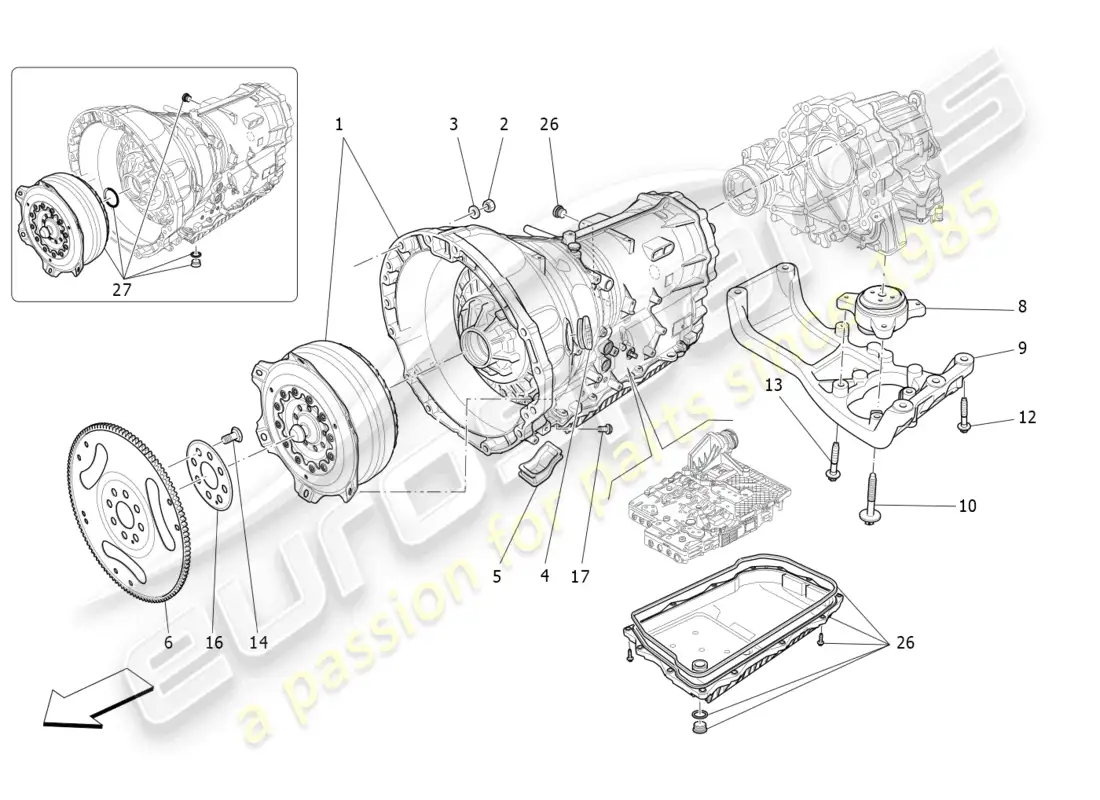 maserati levante (2020) gearbox housings parts diagram