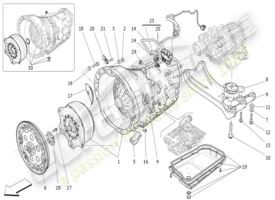 maserati ghibli (2021) gearbox housings parts diagram