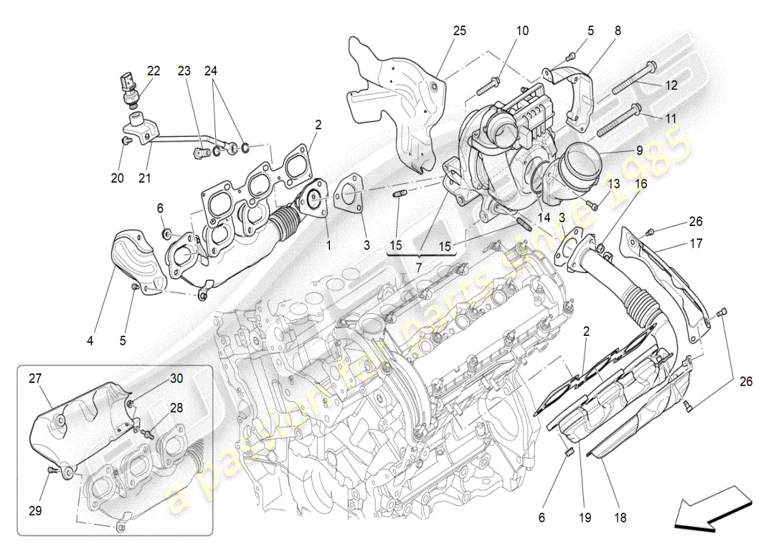maserati ghibli (2021) turbocharging system: equipments parts diagram