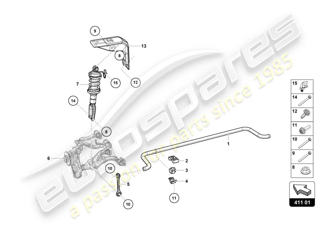 lamborghini 2020 (performante coupe) shock absorbers front part diagram