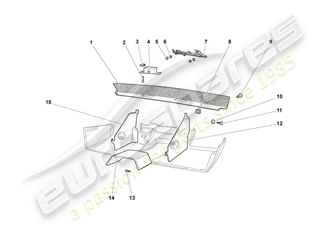 lamborghini murcielago coupe (2003) heat deflector plate for bumper rear part diagram