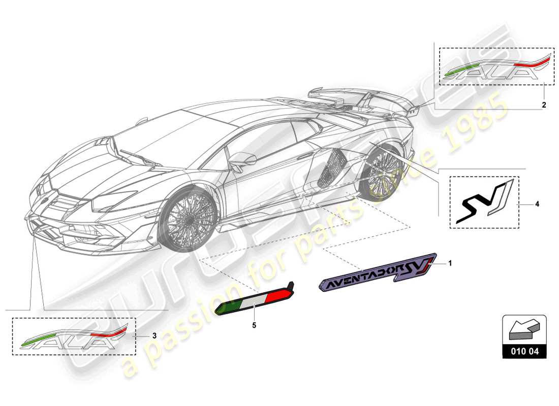 lamborghini lp770-4 svj roadster (2019) sticky pad set part diagram