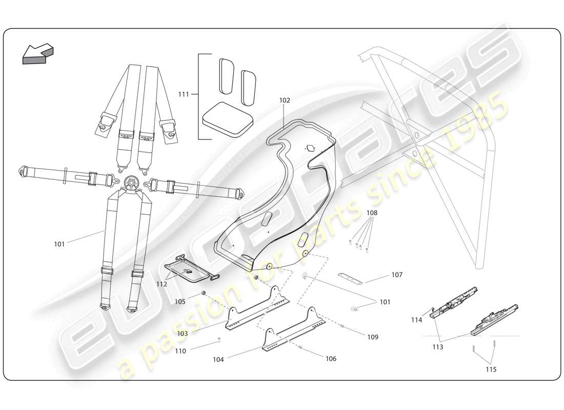 a part diagram from the lamborghini super trofeo (2009-2014) parts catalogue