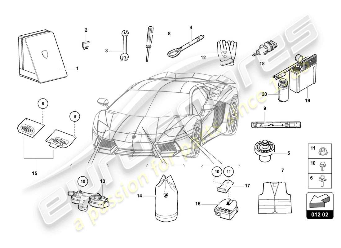 lamborghini 2017 (lp740-4 s coupe) vehicle tools part diagram