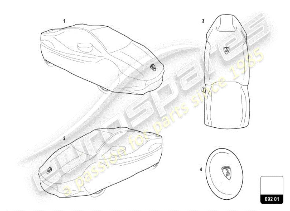 lamborghini accessories (performante spyder) protector set part diagram