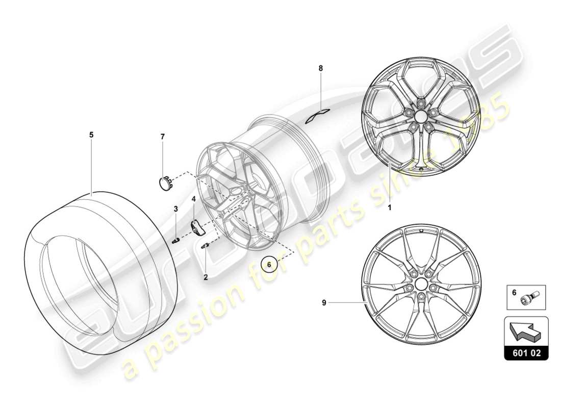 lamborghini lp700-4 coupe (2014) wheels/tyres rear parts diagram