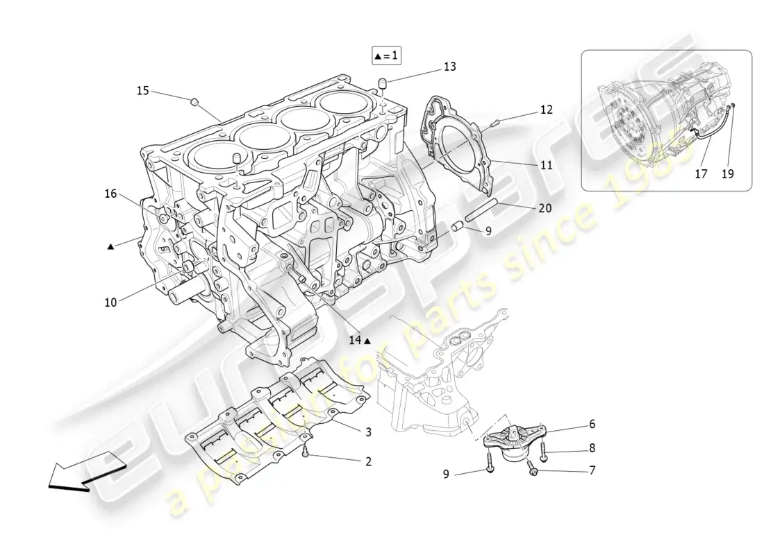 maserati levante gt (2022) crankcase parts diagram