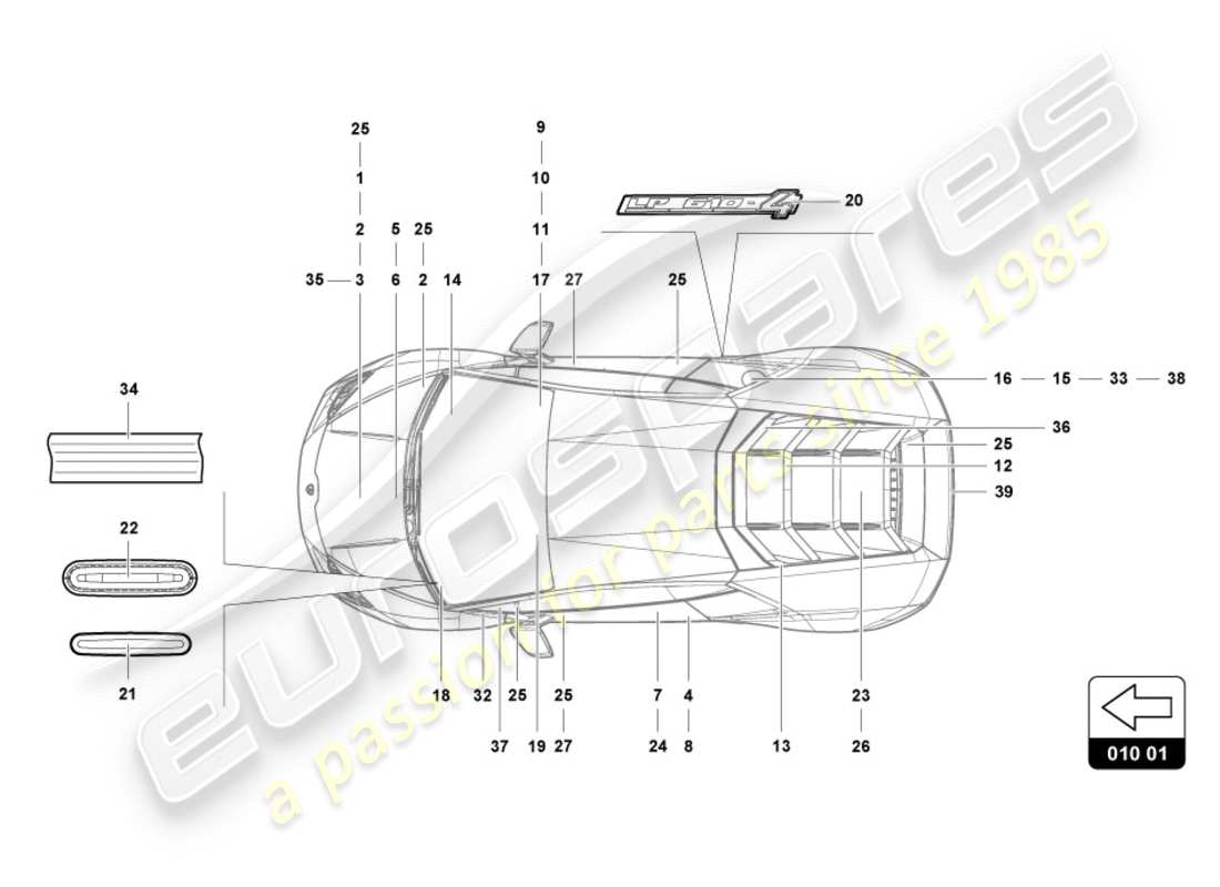 lamborghini 2018 (lp610-4 spyder) inscriptions/lettering part diagram