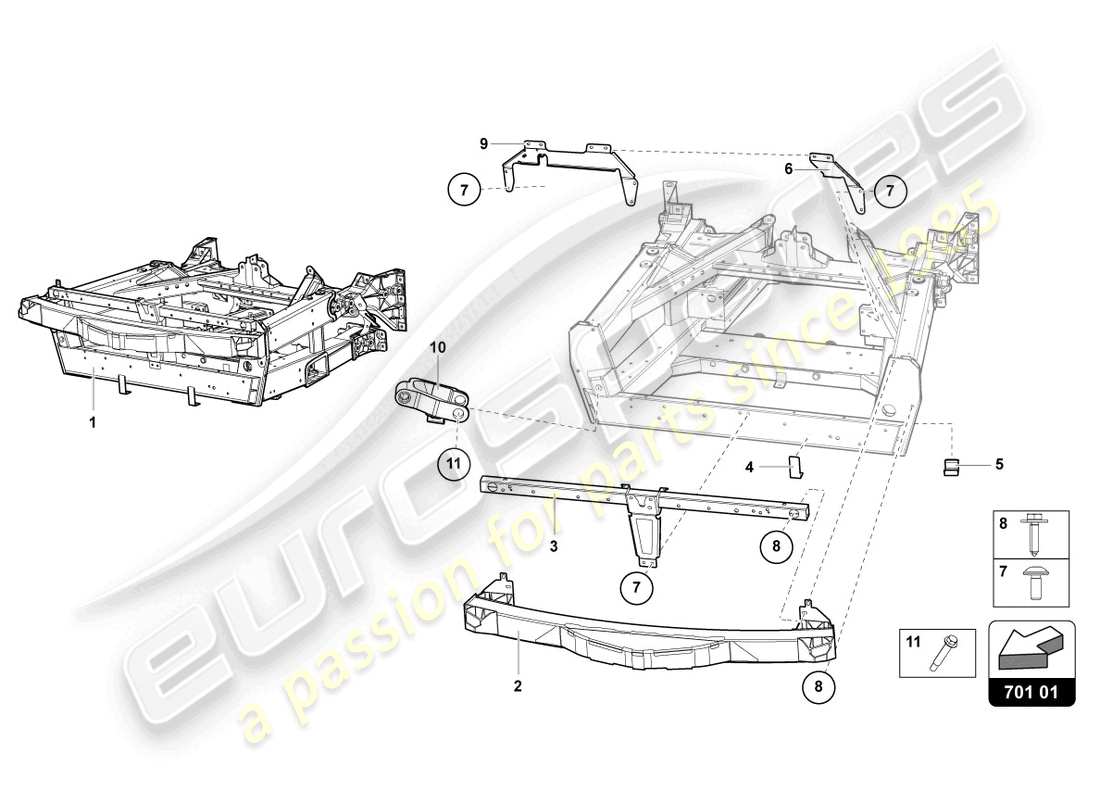 lamborghini lp700-4 coupe (2015) trim frame front part part diagram