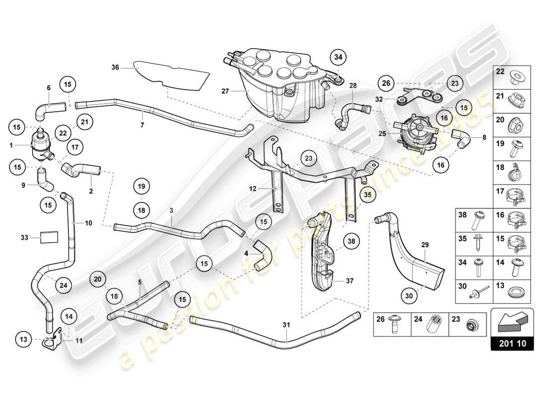 lamborghini lp740-4 s roadster (2018) activated carbon filter system part diagram